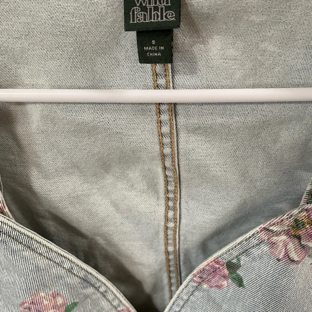 NWT 90’s Style Jean Bustier Crop Top w/ Pink Floral Design - Picture 10 of 12